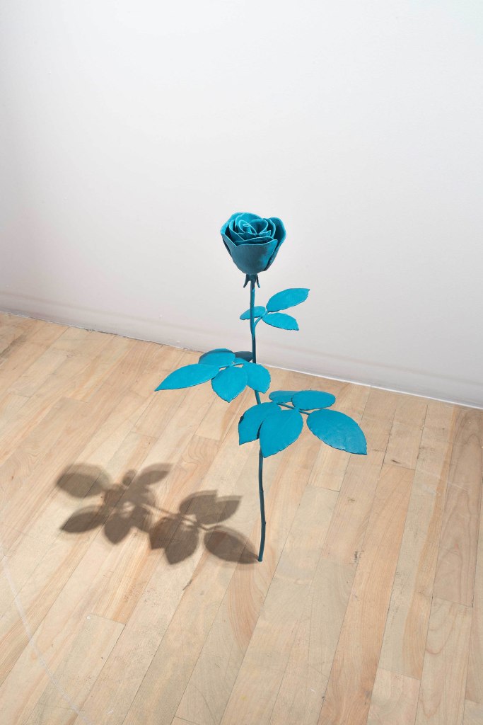 blue rose sculpture